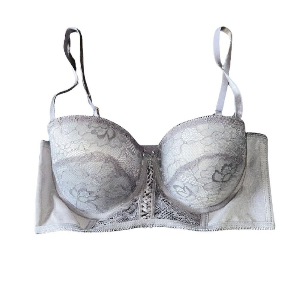 Corset Lingerie Gray Lace Pushup Bra 36C